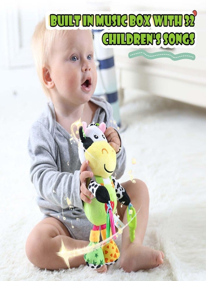 LUKCOZMO Interactive 3D Teethers Musical Baby Toy-Plush Stroller Hanging Doll for Infant Babies Stuffed Animal Activity Soft Toys with Multi-Sensory Crinkle, Rattle & Textures for Tummy Time 0-3 Years Cow - Image 4